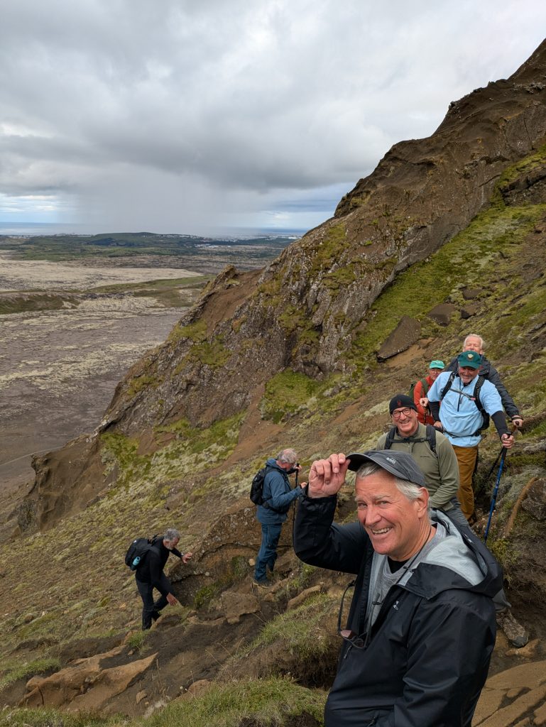 Small group hiking tour on a mountain near Reykjavik